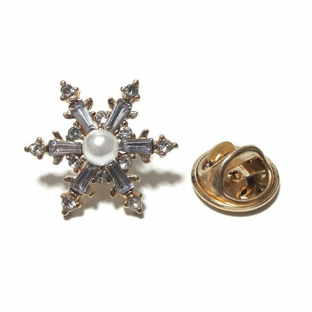 pin-1374　ラペルピン★ピンズ　雪の結晶　スノーフレーク　六花　りっか　冬 メンズのアクセサリー(その他)の商品写真