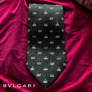 BVLGARI - 美品 BVLGARI ネクタイ セッテピエゲ（セブンフォールド） 王冠 総柄