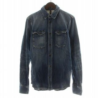 ヌーディジーンズ(Nudie Jeans)のnudie jeans デニムシャツ カジュアルシャツ USED加工 S 青(シャツ)