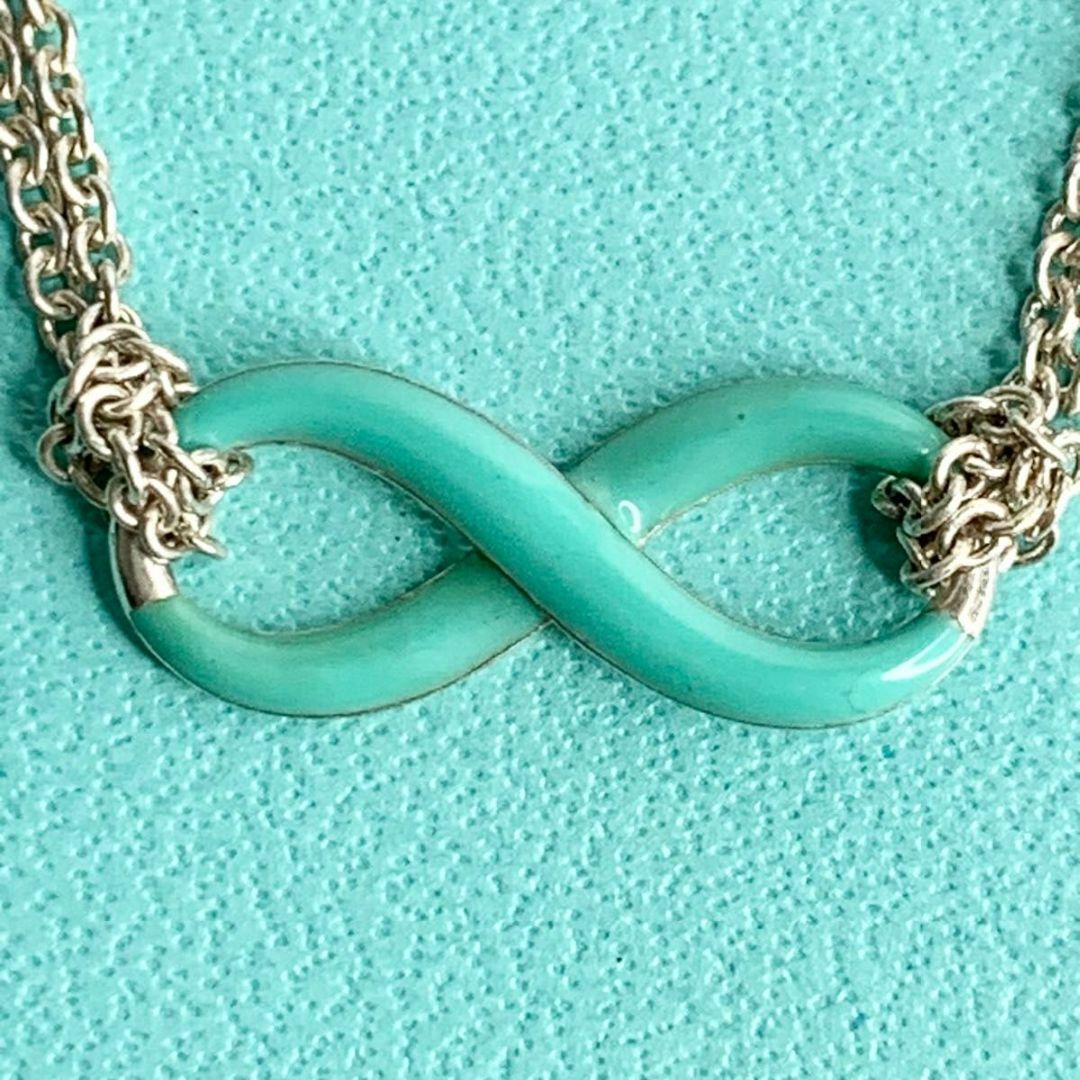 Tiffany & Co.(ティファニー)のティファニー エナメル ブルー インフィニティ ダブルチェーン ネックレス 希少 レディースのアクセサリー(ネックレス)の商品写真