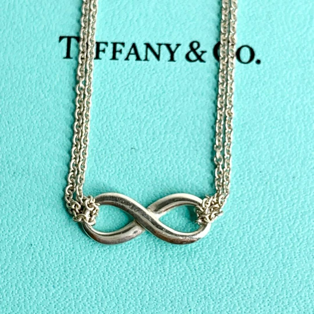 Tiffany & Co.(ティファニー)のティファニー エナメル ブルー インフィニティ ダブルチェーン ネックレス 希少 レディースのアクセサリー(ネックレス)の商品写真