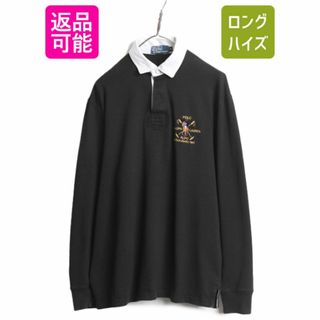 ラルフローレン(Ralph Lauren)の90s ミドルポニー ポロ ラルフローレン 長袖 ラガー シャツ メンズ M 古着 90年代 オールド ラグビーシャツ 長袖シャツ ヘビーウェイト 黒(シャツ)