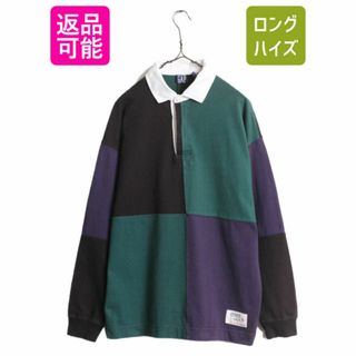 90s OLD GAP クレイジー パターン 長袖 ラガー シャツ メンズ M 古着 90年代 オールド ギャップ ラグビーシャツ 長袖シャツ ヘビーウェイト(シャツ)