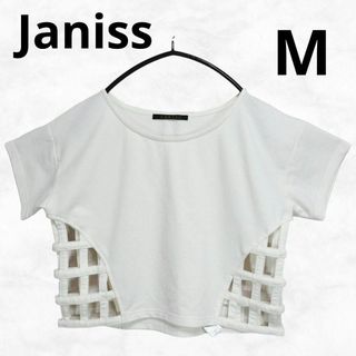 【Janiss】ジャニス サイドホールデザインTシャツ（M）ベージュ 半袖(Tシャツ(半袖/袖なし))