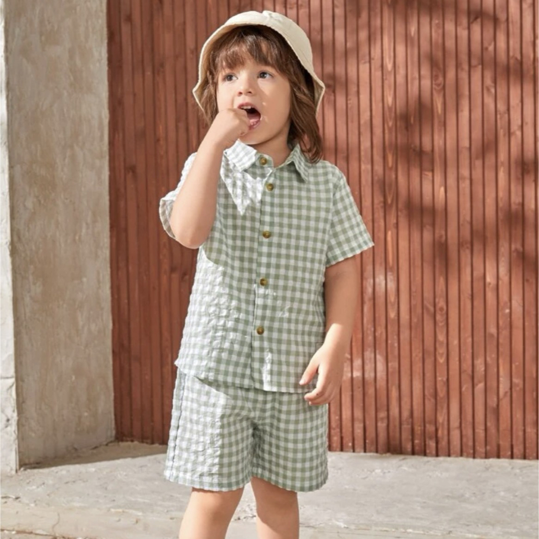 兄弟　お揃い　90 ・ 100   ペアルック  SHEIN  セットアップ キッズ/ベビー/マタニティのキッズ服男の子用(90cm~)(Tシャツ/カットソー)の商品写真