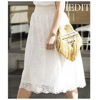 IEDIT - IEDIT 刺繍 スカート ホワイト 花柄 フラワー Mサイズ