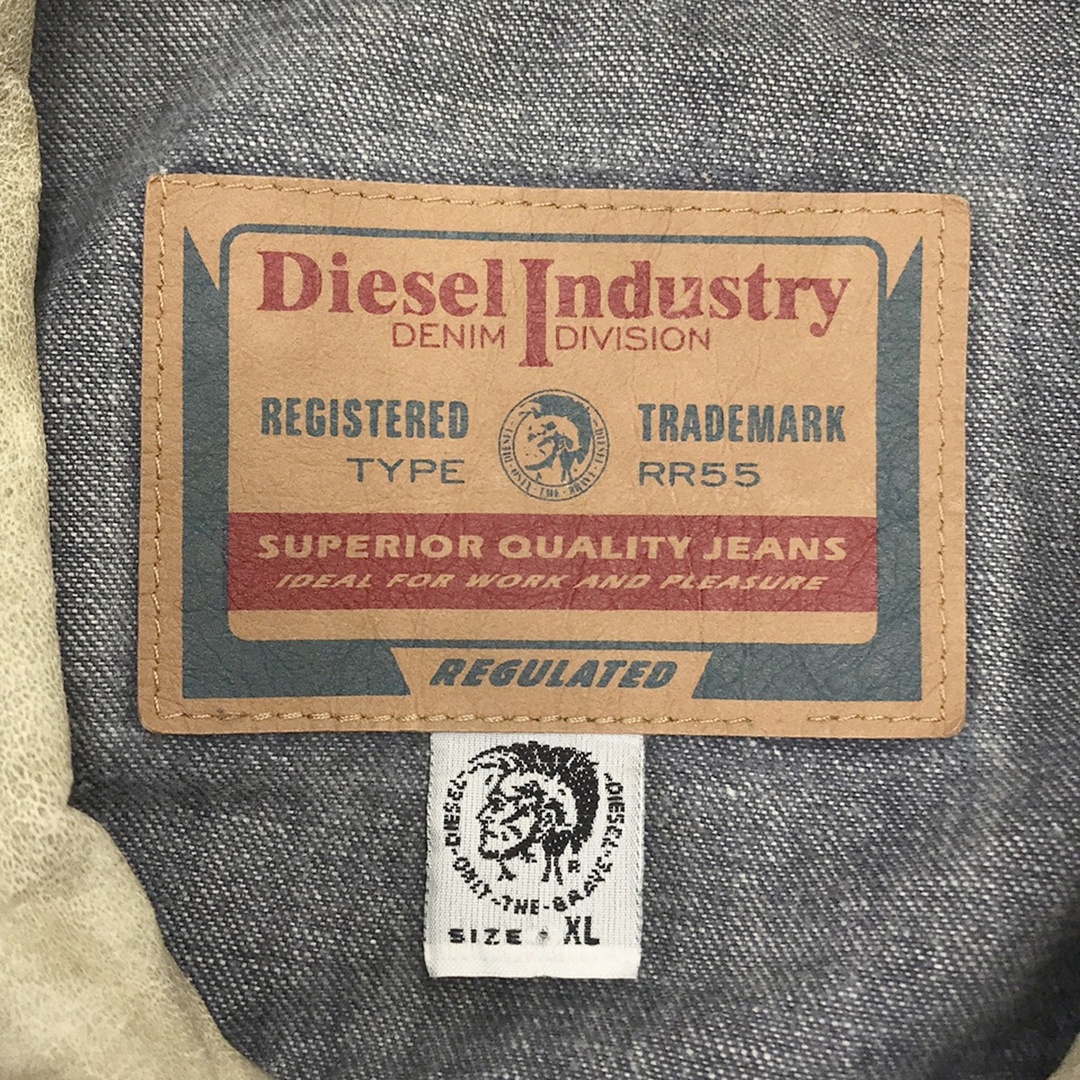 DIESEL(ディーゼル)のDIESEL ディーゼル 90's Industry 襟レザーデニムジャケット グレー XL メンズのジャケット/アウター(Gジャン/デニムジャケット)の商品写真