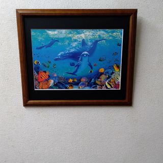 ポスター　横　特寸法　イルカ　ラッセン　額装仕上げ品(絵画/タペストリー)