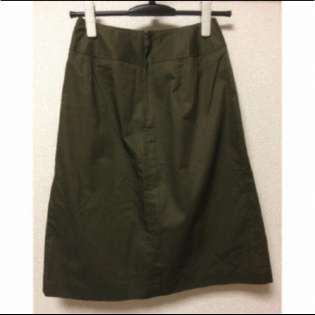 カーキ台形スカート レディースのスカート(ひざ丈スカート)の商品写真