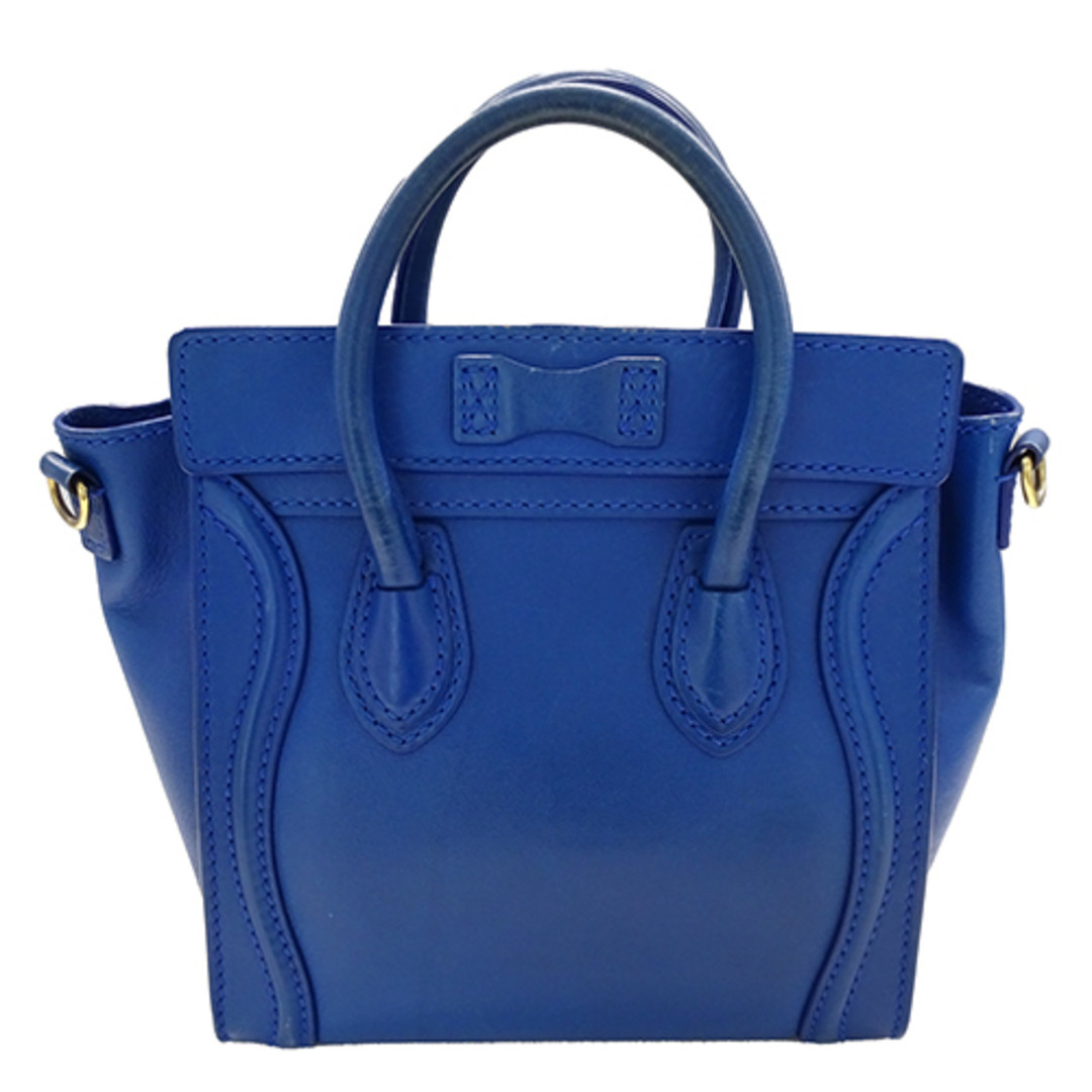 celine(セリーヌ)のセリーヌ CELINE バッグ レディース ブランド ハンドバッグ ショルダーバッグ 2way レザー ラゲージ ナノショッパー ブルー ゴールド金具 手提げ 斜め掛け【中古】 レディースのバッグ(ハンドバッグ)の商品写真