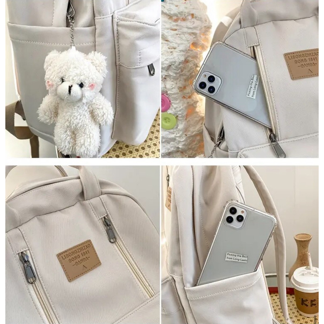 リュック ポケット付き クマさん バックパック 通学 通勤 韓国 くすみピンク レディースのバッグ(リュック/バックパック)の商品写真