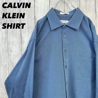 カルバンクライン(Calvin Klein)のアメリカ古着　CALVIN KLEIN カルバンクライン　長袖シャツ　XLブルー(シャツ)