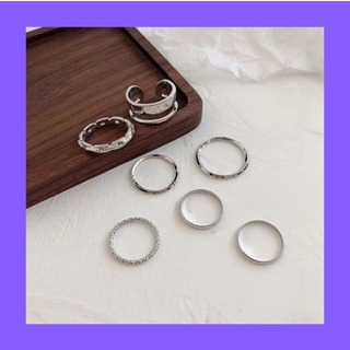 リング 指輪 7個セット シルバー シンプル レディース メンズ ユニセックス(リング(指輪))