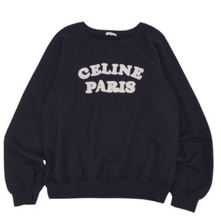 セリーヌ(celine)の美品 セリーヌ CELINE スウェット トレーナー 20AW 長袖 ロングスリーブ ロゴ コットン カシミヤ トップス メンズ L ブラック(スウェット)