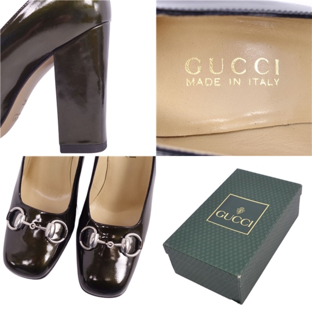 Gucci(グッチ)のVintage グッチ GUCCI パンプス ヒール ホースビット パテントレザー シューズ レディース 36(23cm相当) グリーン レディースの靴/シューズ(ハイヒール/パンプス)の商品写真