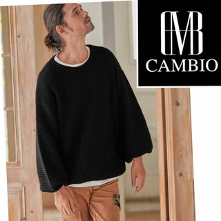 CAMBIO ルーズシルエットボートネックセーター ブラック