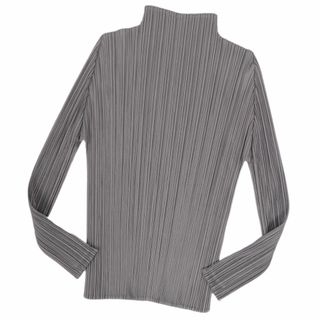 プリーツプリーズイッセイミヤケ(PLEATS PLEASE ISSEY MIYAKE)の美品 プリーツプリーズ イッセイミヤケ PLEATS PLEASE シャツ ブラウス ハイネック ロングスリーブ 長袖 プリーツ トップス レディース 3(L相当) ブルーグレー(シャツ/ブラウス(長袖/七分))