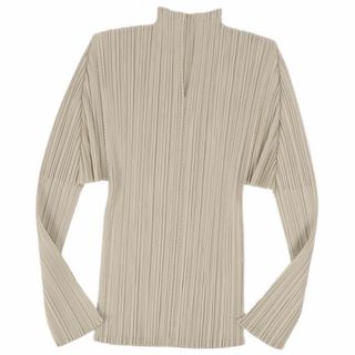 プリーツプリーズイッセイミヤケ(PLEATS PLEASE ISSEY MIYAKE)の美品 プリーツプリーズ イッセイミヤケ PLEATS PLEASE シャツ ブラウス ハイネック ロングスリーブ 長袖 トップス レディース 3(L相当) アイボリー(シャツ/ブラウス(長袖/七分))