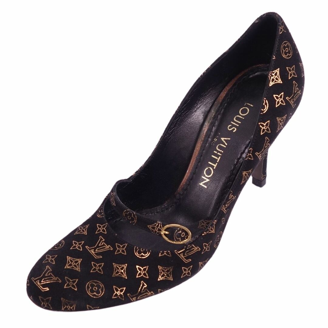 LOUIS VUITTON(ルイヴィトン)のルイヴィトン LOUIS VUITTON パンプス ヒール モノグラム スウェードレザー シューズ レディース 35.5(22.5cm相当) ブラック レディースの靴/シューズ(ハイヒール/パンプス)の商品写真