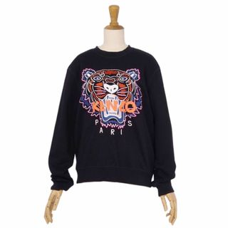 KENZO - 美品 ケンゾー KENZO スウェット トレーナー プルオーバー 虎柄 コットン レディース L ブラック