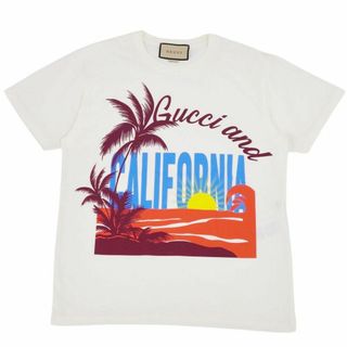 グッチ(Gucci)の未使用 グッチ GUCCI Tシャツ カットソー CALIFORNIA ロゴ コットン トップス メンズ イタリア製 XS ホワイト(Tシャツ/カットソー(半袖/袖なし))