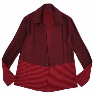 ISSEY MIYAKE - 美品 イッセイミヤケ ISSEY MIYAKE ジャケット ロングスリーブ プリーツ アウター レディース 2(M相当) レッド