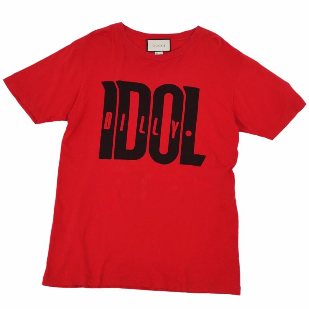 Gucci(グッチ)の美品 グッチ GUCCI Tシャツ カットソー ショートスリーブ BILLY IDOL ロゴ コットン トップス メンズ XXS レッド メンズのトップス(Tシャツ/カットソー(半袖/袖なし))の商品写真