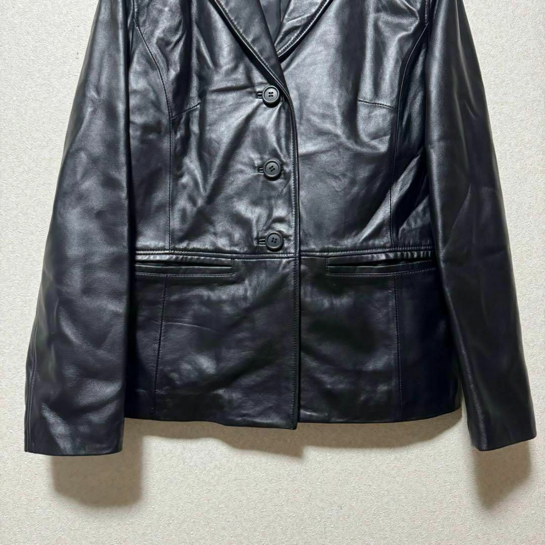 【希少】Real Leather レザージャケット 革ジャン アウター 上着 黒 レディースのジャケット/アウター(その他)の商品写真