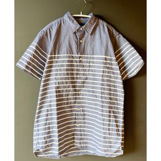 ビームス(BEAMS)の【限定セール！】BEAMS ボーダー 半袖シャツ ネイビー×白 春夏 M 日本製(シャツ)