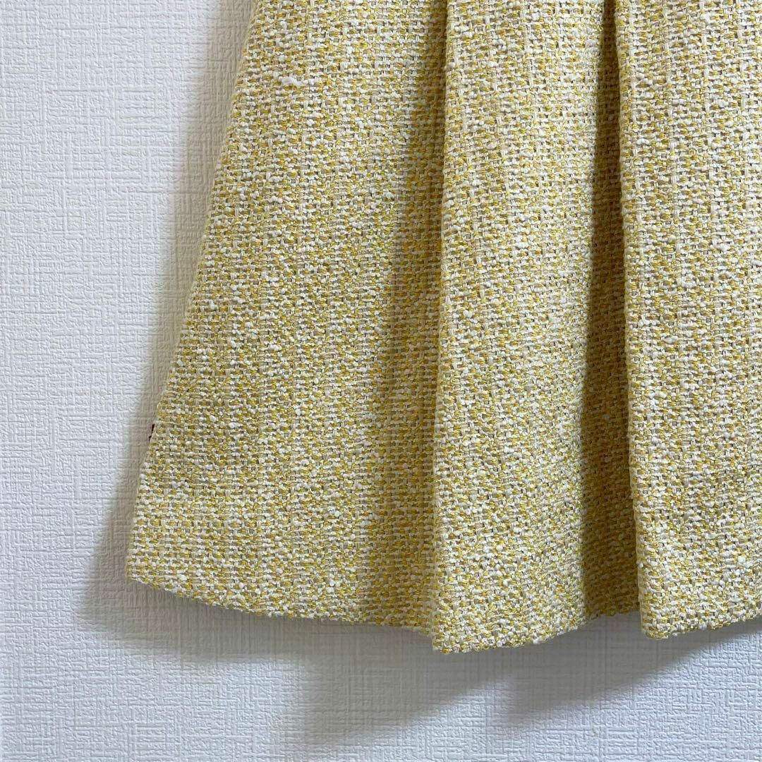 MACKINTOSH PHILOSOPHY(マッキントッシュフィロソフィー)のマッキントッシュフィロソフィー　スカート　ツイード　プリーツ　春服　イエロー レディースのスカート(ひざ丈スカート)の商品写真
