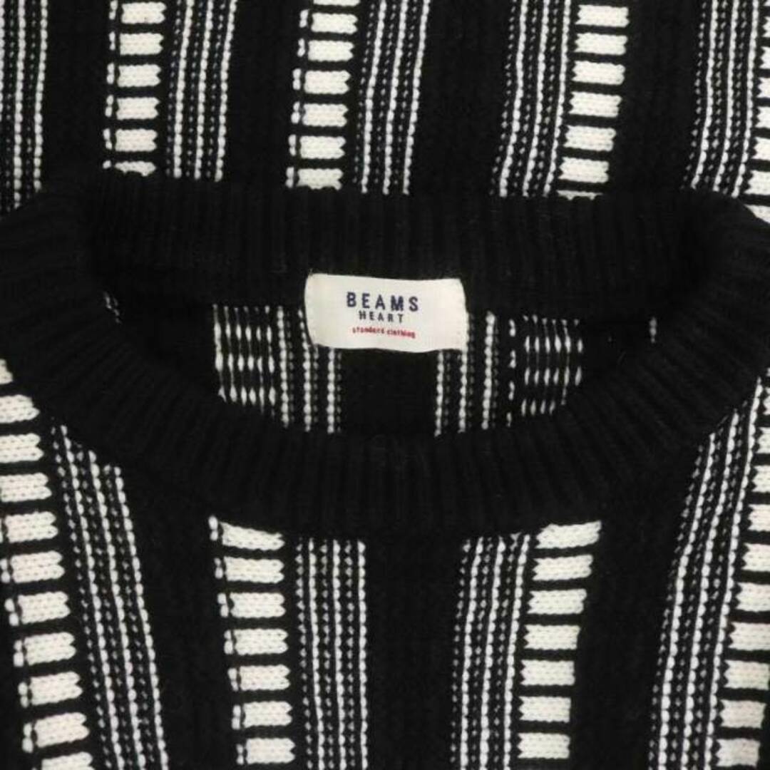 ビームスハート フリンジニット セーター 長袖 クルーネック 黒 ブラック 白 レディースのトップス(ニット/セーター)の商品写真