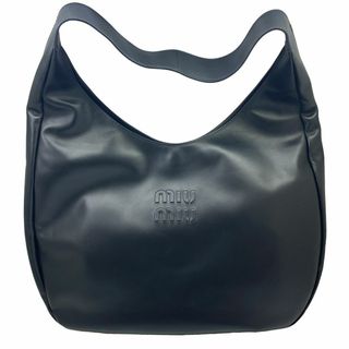 ミュウミュウ(miumiu)のMIUMIU　ミュウミュウ　ワンショルダーバッグ　ホーボーバッグ　5BC155 エンボス加工　BIGBAG　BigBag　大き目　習い事　普段使い　お買い物用　肩掛け　レザー　ブラック　レディース　メンズ　ユニセックス(ショルダーバッグ)