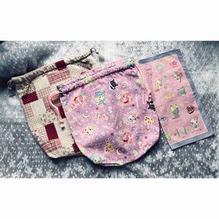 ジュエルペット(ジュエルペット)の☆ジュエルペット＆小花柄☆お着替え袋(外出用品)