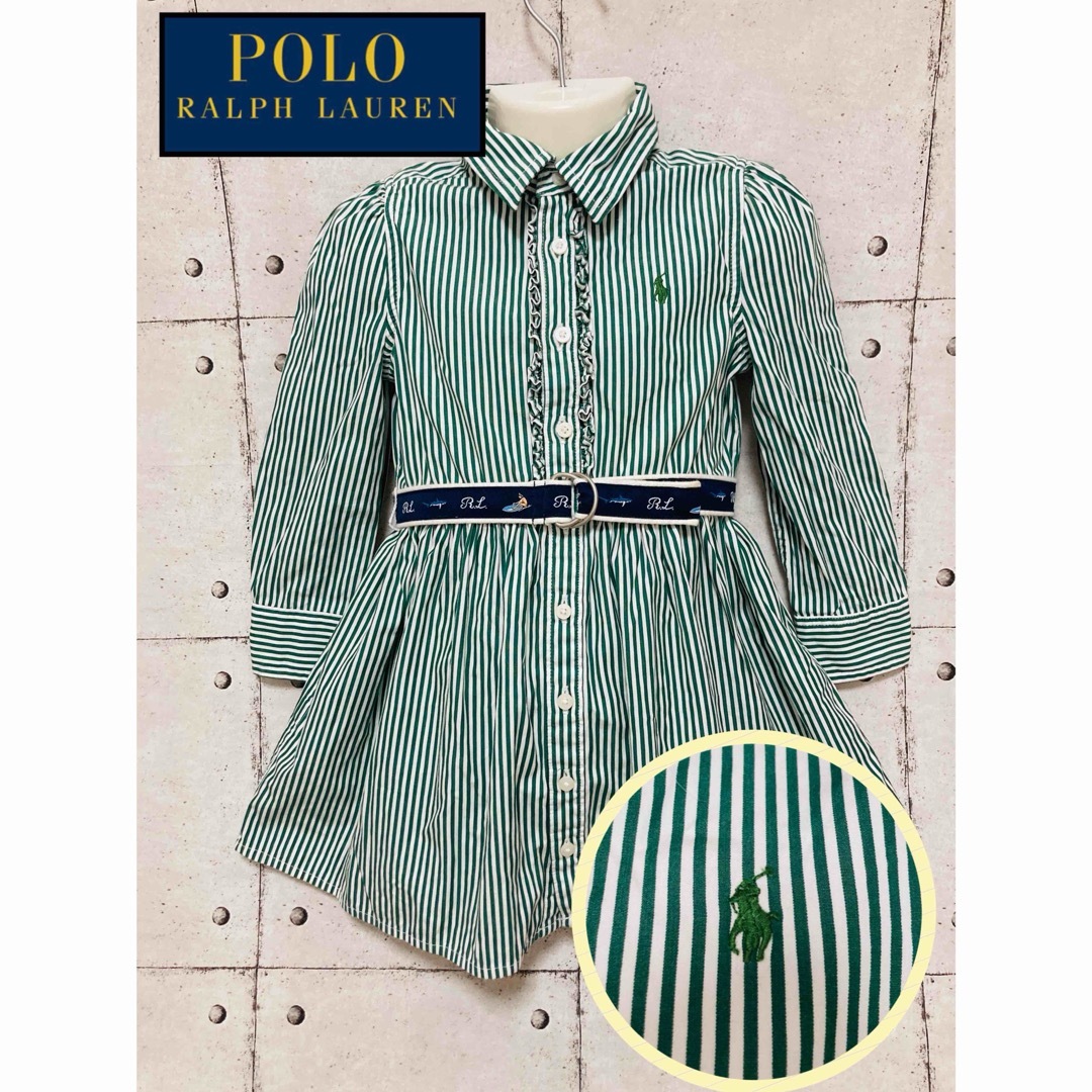 POLO RALPH LAUREN(ポロラルフローレン)のPOLO RALPH LAUREN  キッズストライプシャツワンピース　3T キッズ/ベビー/マタニティのキッズ服女の子用(90cm~)(ワンピース)の商品写真