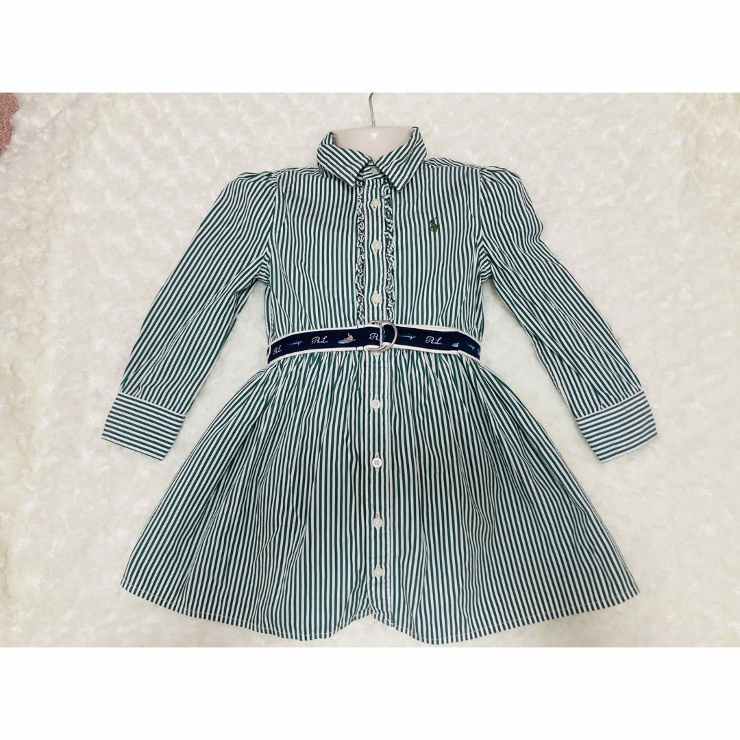 POLO RALPH LAUREN(ポロラルフローレン)のPOLO RALPH LAUREN  キッズストライプシャツワンピース　3T キッズ/ベビー/マタニティのキッズ服女の子用(90cm~)(ワンピース)の商品写真