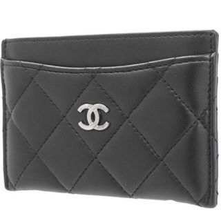 シャネル(CHANEL)のCHANEL(シャネル) マトラッセ ココマーク カードホルダー カードケース 名刺入れ 定期入れ パスケース ラムスキン ブラック黒 シルバー金具 レディース 40802092208【中古】【アラモード】(パスケース/IDカードホルダー)