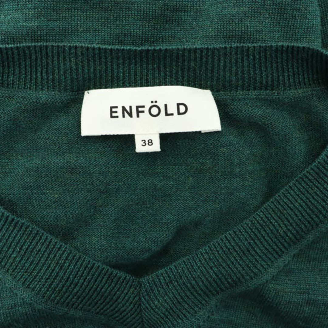 ENFOLD(エンフォルド)のエンフォルド アシンメトリーニット セーター 長袖 Vネック ウール 38 緑 レディースのトップス(ニット/セーター)の商品写真