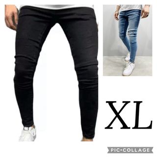 デニム　パンツ　スキニー　2本買い　XL ストレッチ　メンズ　ブルー　ブラック(デニム/ジーンズ)