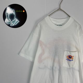 【半袖Tシャツ　USA製　バックプリント　魚　白　古着】(Tシャツ/カットソー(半袖/袖なし))