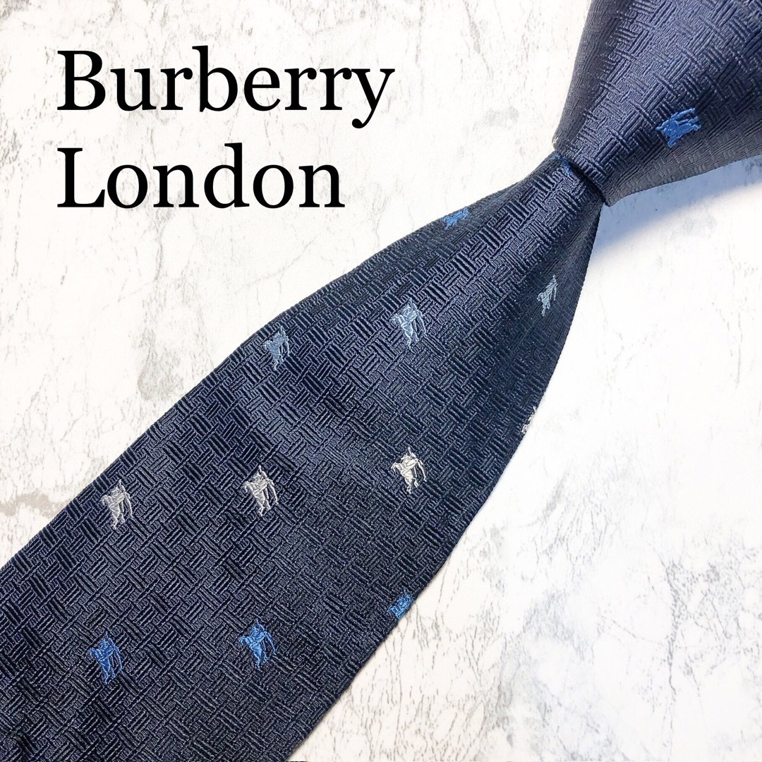 BURBERRY(バーバリー)のBUBERRY LONDON ネクタイ　ネイビー　ホースロゴ　ジャガード メンズのファッション小物(ネクタイ)の商品写真