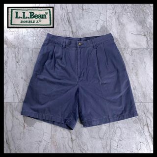 エルエルビーン(L.L.Bean)の90s 00s 古着 L.L.Bean  2タック ワイドチノショーツ ネイビー(ショートパンツ)