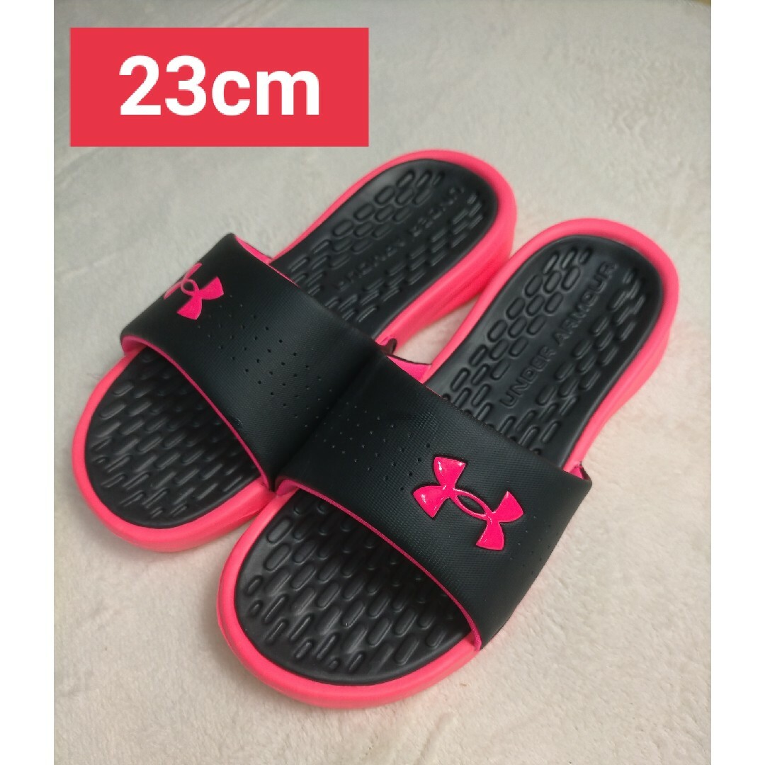 UNDER ARMOUR(アンダーアーマー)のアンダーアーマー サンダル 23cm ブラック ピンク シャワーサンダル UA レディースの靴/シューズ(サンダル)の商品写真