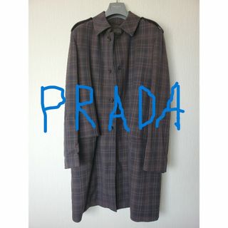 プラダ(PRADA)のPRADA　ロングコート　チェック　S(チェスターコート)