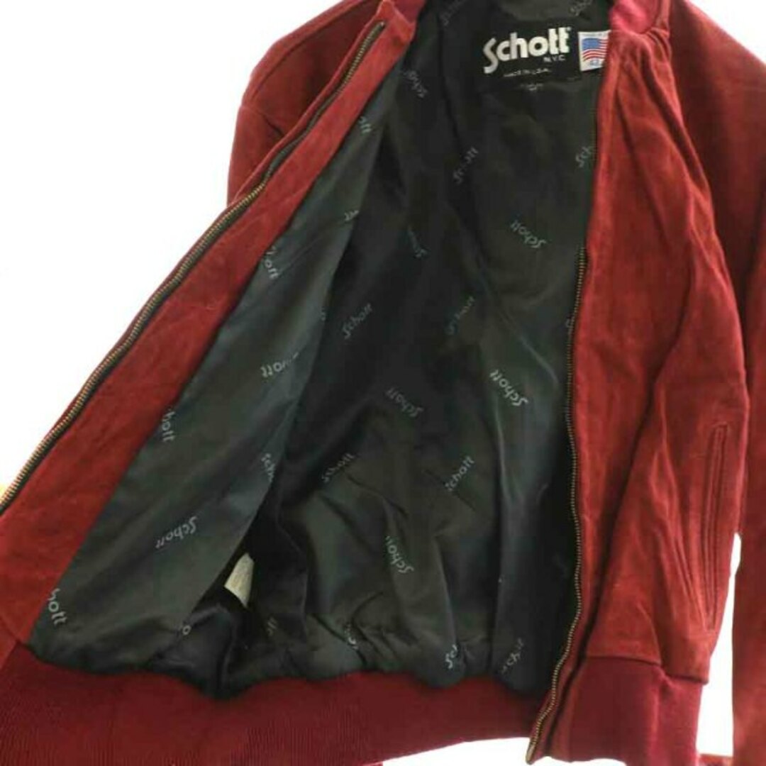 schott(ショット)のSCHOTT ブルゾン ジャケット ジップアップ スエード 42 XL 赤 メンズのジャケット/アウター(ブルゾン)の商品写真