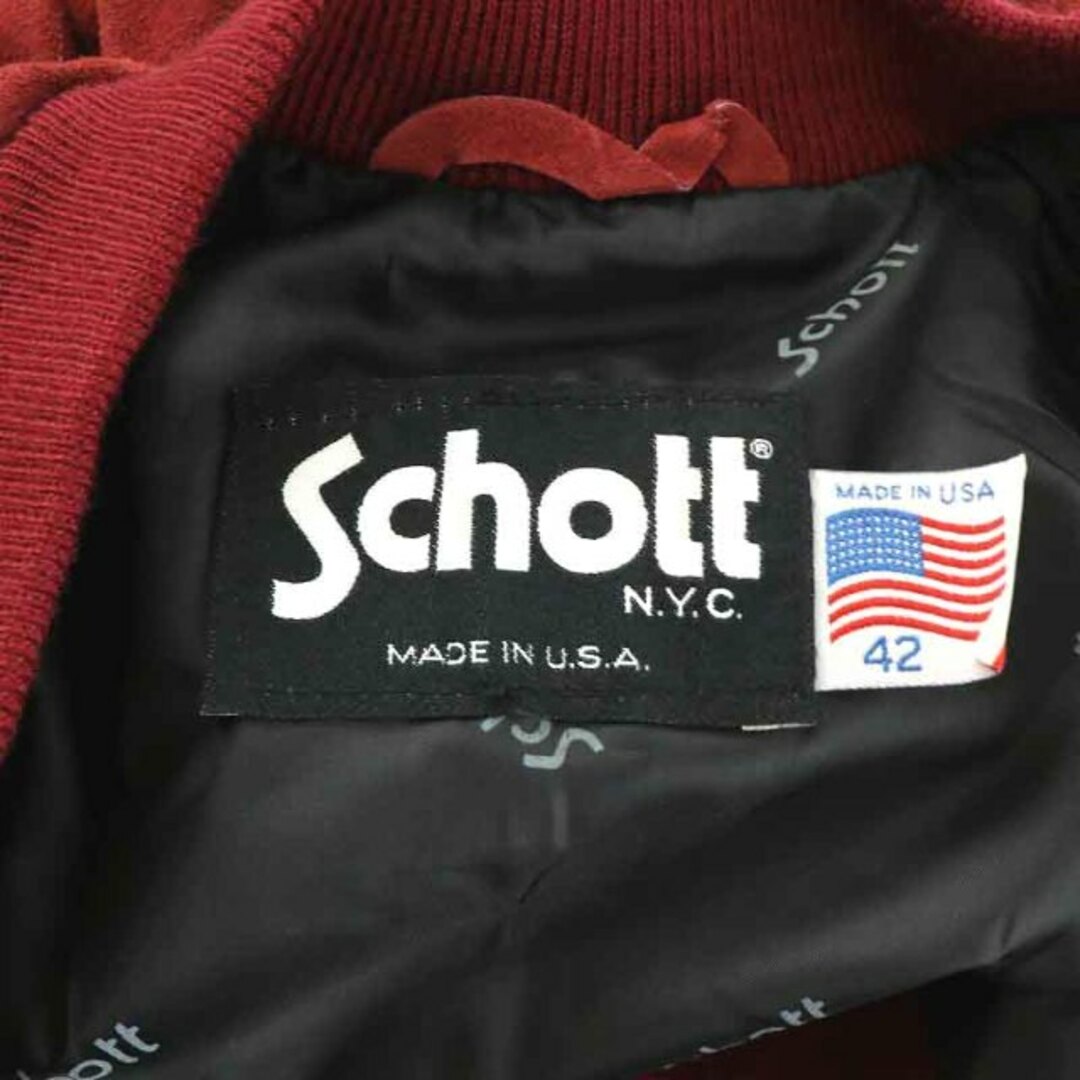 schott(ショット)のSCHOTT ブルゾン ジャケット ジップアップ スエード 42 XL 赤 メンズのジャケット/アウター(ブルゾン)の商品写真