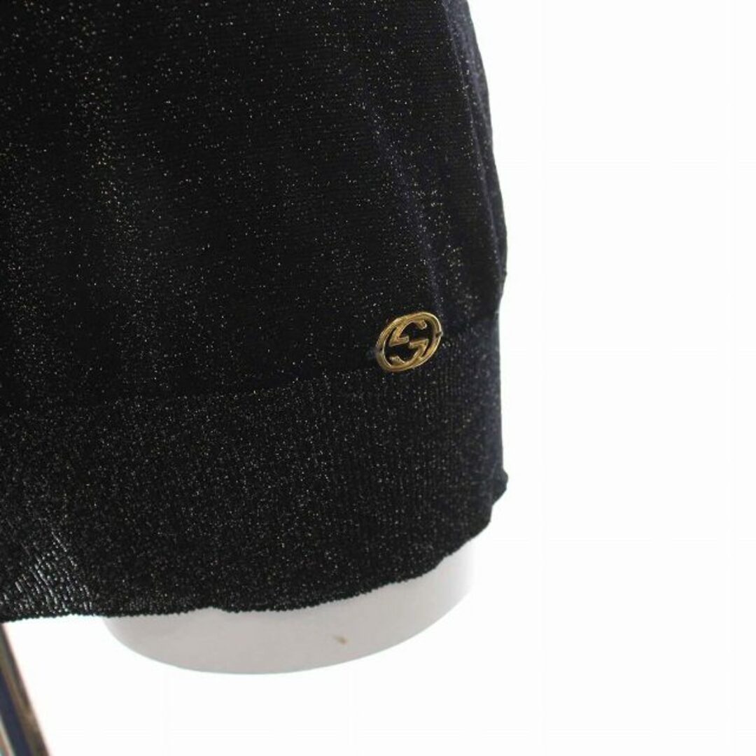 Gucci(グッチ)のグッチ GUCCI ニット カットソー ラメ 半袖 L 黒 ブラック ゴールド レディースのトップス(カットソー(半袖/袖なし))の商品写真