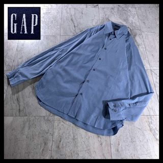 ギャップ(GAP)の00s 古着 オールドギャップ ストライプ ブロード ドレス シャツ 青(シャツ)