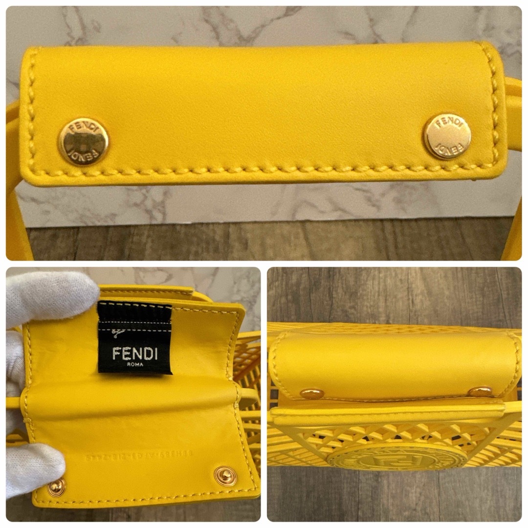 FENDI(フェンディ)の正規品美品‼︎FENDI  フェンディバスケット　カゴバッグ　トートバッグ　黄色 レディースのバッグ(かごバッグ/ストローバッグ)の商品写真