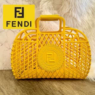 フェンディ(FENDI)の正規品美品‼︎FENDI  フェンディバスケット　カゴバッグ　トートバッグ　黄色(かごバッグ/ストローバッグ)