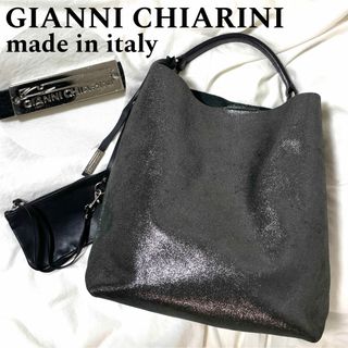 GIANNI CHIARINI - 【GIANNI CHIARINI】本革 トートバッグ ポーチ付き モスグリーン